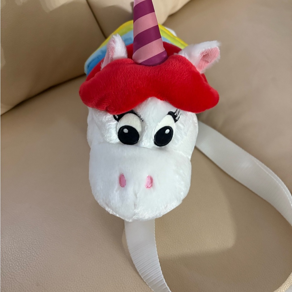 Disney Red and White Unicorn Plush Backpack